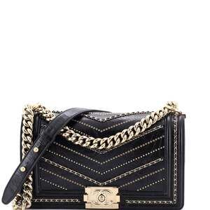 Chanel Boy Flap Bag Chevron Embellished #223829C48B